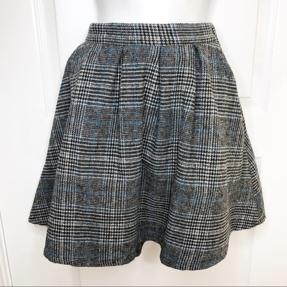 Modcloth Dresses & Skirts - ModCloth / Blue & Gray Plaid Circle Skater Skirt